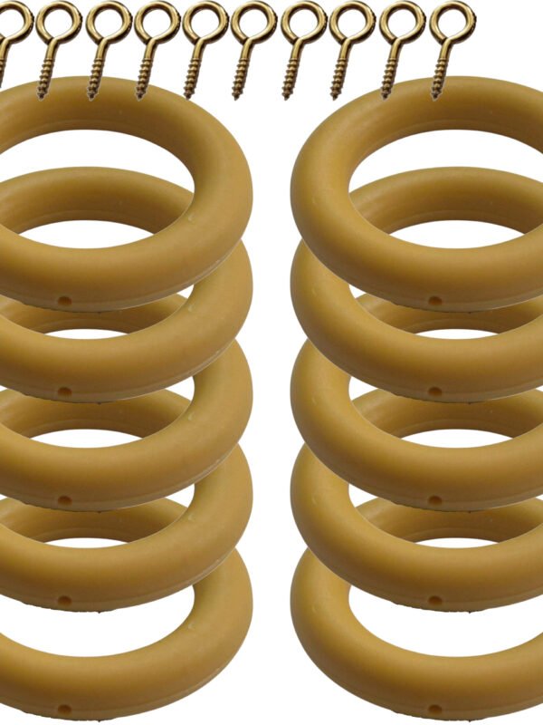 Beech Curtain Rings Effect Drapery Pole Rod Rings Curtain Loops Gliders with Eye for 28mm Pole 35mm x 54mm